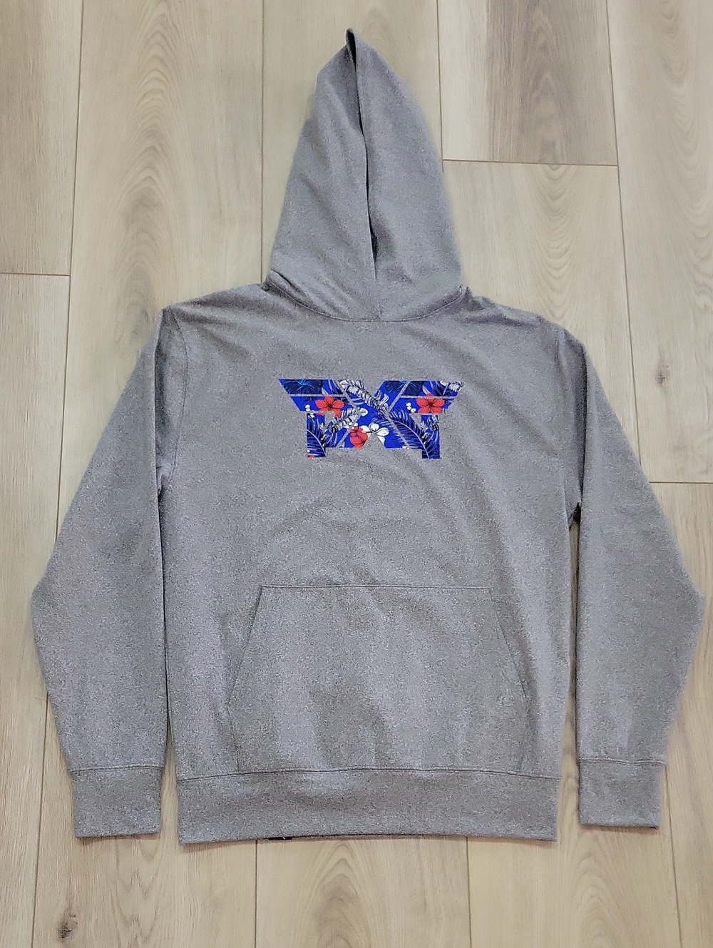 PXG Gray Hooded Sweatshirt with Blue Floral Logo